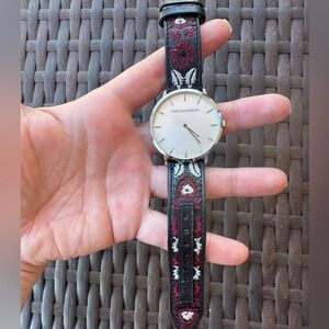 Rebecca Minkoff Major Watch - Black and Red Embroidered